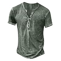 Fashion Summer Shirt for Men Short Sleeve Plus Size Blouse Distressed Loose Fit Button Up T-Shirt Casual Hiking Trip Tops
