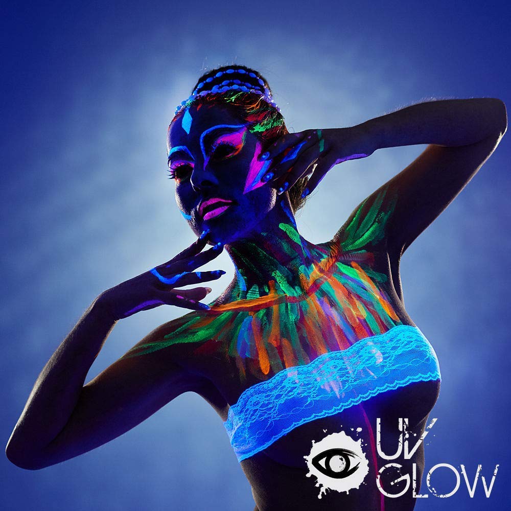 UV Glow Blacklight Face and Body Paint 0.34oz - Neon Fluorescent (0.34 Fl Oz (Pack of 4))