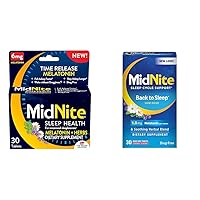 MidNite Time Release 6mg Melatonin 30 Tablets & Back to Sleep 1.5mg Melatonin 30 Cherry Flavored Chewable Tablets Sleep Aid Bundle