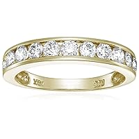 1 cttw Diamond Wedding Anniversary Band for Women Half Eternity Diamond Engagement Ring 14K Yellow Gold Channel Set Size 4.5-10