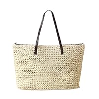 Straw Bag Classic Concise Handbag Shoulder Bag Exquisite Handwoven Retro Tote Bags for Beach Travel and Daily Use
