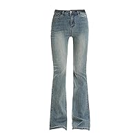 Women's Bell Bottom Jeans Flare Pull On High Waisted Trendy Stretch Denim Pants Fshion Women Jeans
