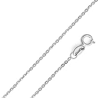 14k Yellow OR White Gold Solid 1.2mm Side Diamond Cut Rolo Cable Chain Necklace with Spring Ring Clasp