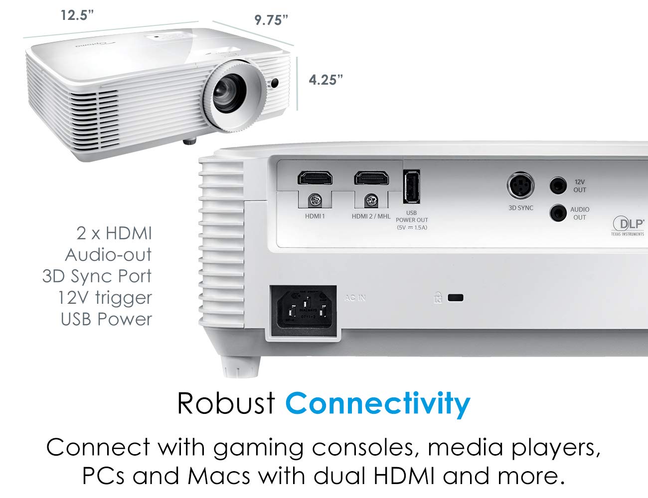 Optoma HD27E 1080p Home Cinema Projector with 3400 Lumens, Ideal for Indoor Or Outdoor Movies, Sports and Gaming