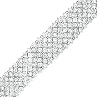 10 CT. T.W. Round Cut D/VVS1 Clear Diamond Multi-Row Tennis Bracelet In 14K White Gold Plated 925 Sterling Silver