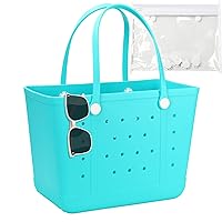 Beach Bag Large Rubber Beach Tote Bag With Holes, Washable Open Tote Handbag for Seaside Boat Pool Picnic 19x9x13 Inch XL