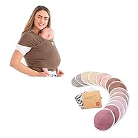 KeaBabies Baby Wrap Carrier and Bamboo Viscose Nursing Pads - All in 1 Original Breathable Baby Sling, 14 Washable Breastfeeding Pads, Lightweight,Hands Free Baby Carrier Sling