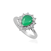 9X7 MM Pear Cut Natural Emerald Gemstone Ring 925 Sterling Silver May Birthstone Emerald Jewelry Statement Unisex Engagement Ring Wedding Gift For Her(RG-8035)