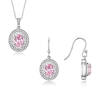 Rylos Matching Jewelry Set 14K White Gold Princess Diana Inspired: Ring & Pendant Necklace with 18
