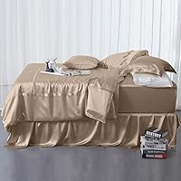 Orose 4Pcs 30 Momme Silk Sheets Set Seamless Custom,Thick, Heavy Silk, Deep Pocket 100% Charmeuse Mulberry Silk Bedding Top Flat Bottom Fitted (Sand, King)