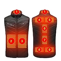Heated Vest for Men Women - USB Charging Electric Warming Vest with 9 Heat Zones Unisex Heating Jacket Rechargeable