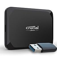 Crucial X9 1TB Portable SSD with USB-A Adapter - Up to 1050MB/s - PC and Mac, with Mylio Photos+ - USB-C 3.2 External Solid State Drive - CT1000X9SSD902
