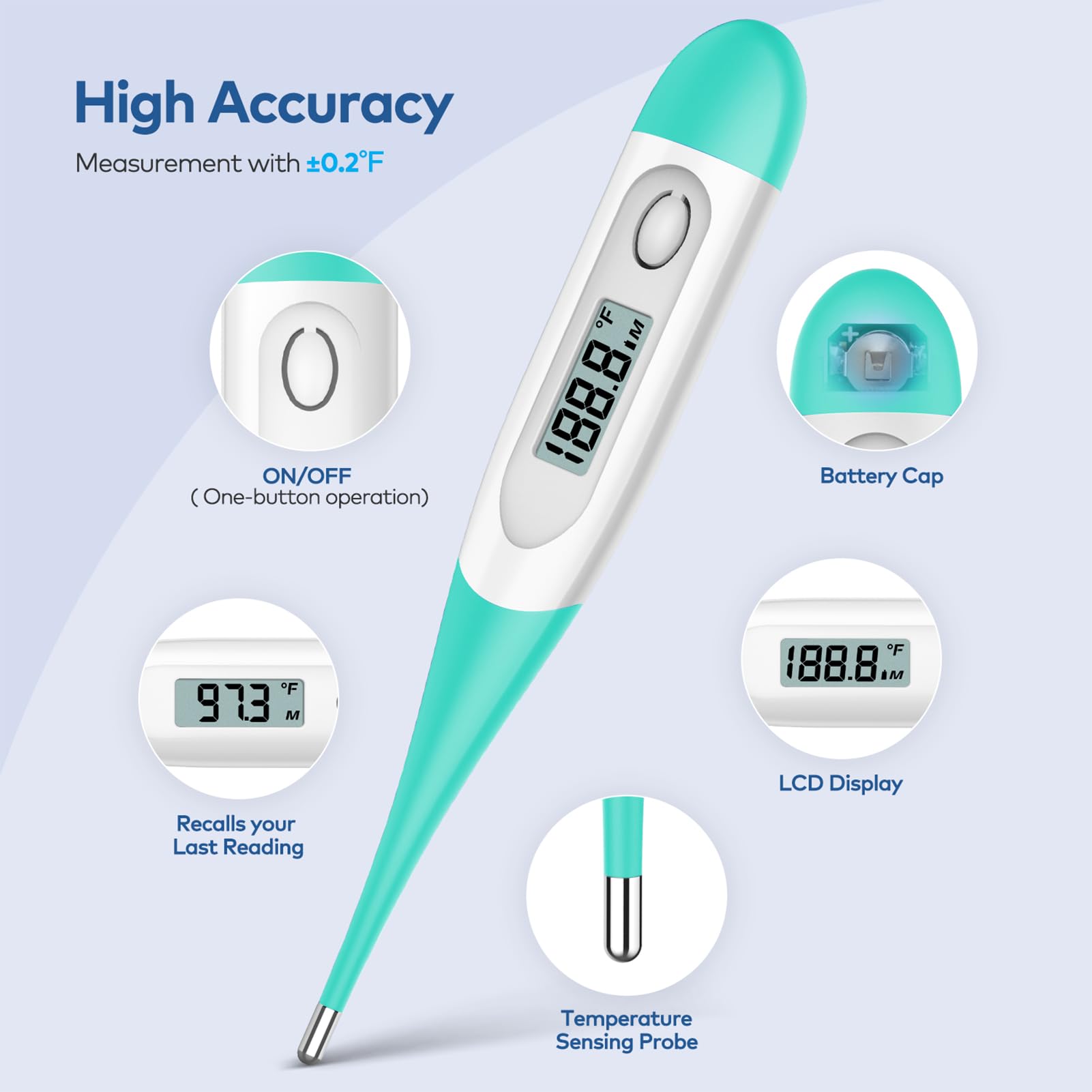 Bundle of Digital Thermometer 10s Fast Reading, Oral Thermometer