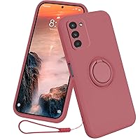 Case for Samsung Galaxy A55 5G（2024 Released）, Silicone Case with Ring 360°rotatable Kickstand Support Magnetic Car Mount，Protective Cover with Strap Lanyard (Hawthorn Red)