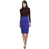 Women's Fitted Solid Bubble Crepe High Waist Midi Pencil Skirt