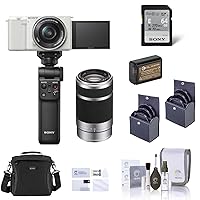 Sony ZV-E10 Mirrorless Vlog Camera with 16-50mm Lens, Black - Bundle with 55-210mm Lens, Vlogger Kit, Shoulder Bag, Screen Protector, Extra Battery, Charger, 49mm & 40.5mm Filter Kit, Cleaning Kit