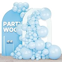 PartyWoo Pastel Blue Balloons, 120 pcs Pale Blue Balloons Different Sizes Pack of 18 Inch 12 Inch 10 Inch 5 Inch for Blue Balloon Garland or Arch as Birthday Decorations, Party Decorations, Blue-Q13