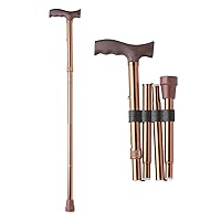 Folding Walking Cane for Men Women Lightweight Adjustable Walking Stick for Seniors with T-Handle (Bronze, 32