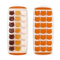 Ice Cube Tray 2 Pack, Cute Cat Shaped Ice Cube Mold,Fun Ice Tray for Make ice cube,Candy, Chocolate Mold, Easy Release, BPA free, Dishwasher Safe Orange