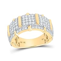 The Diamond Deal 10kt Yellow Gold Mens Round Diamond Pave Band Ring 2 Cttw