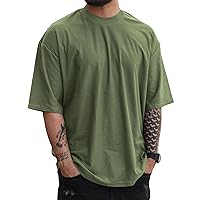 YawYews Mens Fashion Short Sleeve Tshirts Workout Oversize Pullover Solid Color Casual Tees