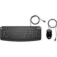 HP Pavilion Wired Keyboard and Mouse 200 (Black) - USB-A Plug-and-Play - Full-Sized Keyboard with Numeric Keypad, Enhanced F1-F12 Keys, & 12 Hotkeys - 1600 DPI Mouse - Windows Compatible (9DF28AA#ABL)