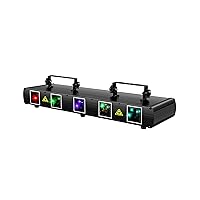 DJ Laser Lights, U`King 5 Beam Effect Sound Activated DJ Party Lights RGBYC LED Music Light by DMX Control for Disco Dancing Birthday Bar Stage Lighting