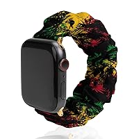 Rasta Lion Watch Band Compitable with Apple Watch Elastic Strap Sport Wristbands for Women Men