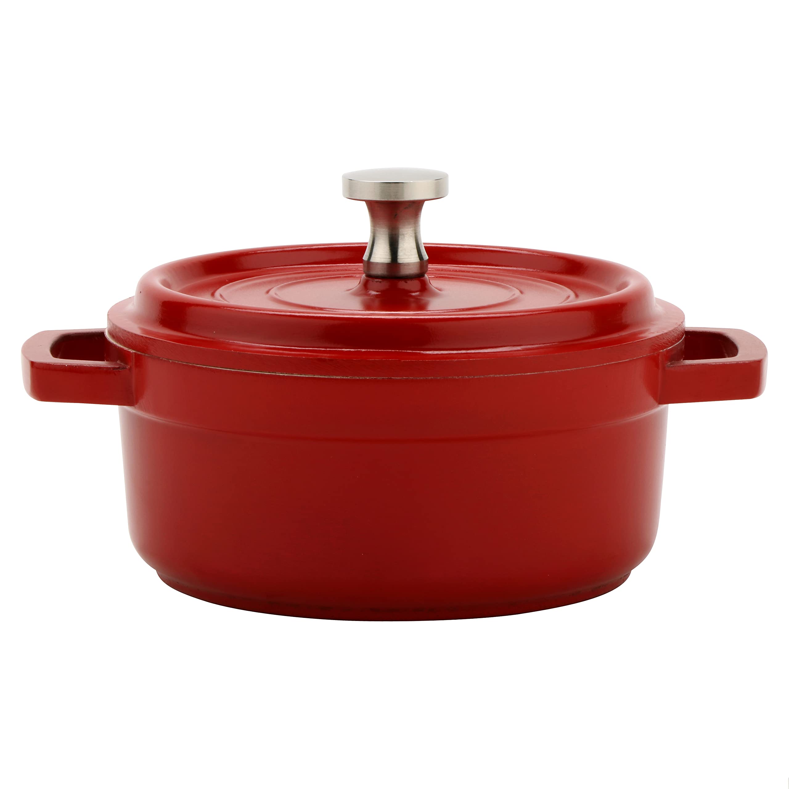 G.E.T. CA-002-RW/CC Heiss® Energy-Efficient Cast Aluminum Mini Dutch Oven with Lid, 8 Ounce, Red/White