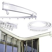 16.5 FT Bendable Curtain Track Ceiling Mounted Straight Curved Ceiling Track Set Top Side Mounting Ceiling for Installation Windows Curtain Room Divider Curtain - 5 Meter White