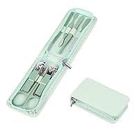 Manicure Set Personal Care Stainless Steel Nail Clippers 7 in 1 Professional Grooming Kits Nail Care Kit Pedicure Kit Manicure Tools with Leather Travel Case for Men Women, Green