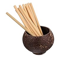 BESTOYARD Coconuts Shell Bowls, 1 Set of Reusable Candy Bowl Ice Cream Bowls Coconuts Storage Bowl Snack Container with Straw for Office Serving Fruits Nuts