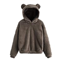Hoodies for Women, Women Girls Teddy Bear Hoodie Long Sleeve Cute Fuzzy Sweatshirt Casual Loose Pullover Tops