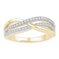 The Diamond Deal 10kt Yellow Gold Womens Round Diamond Crossover Band Ring 1/5 Cttw