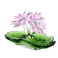 LONGWIN Crystal Lotus Flower Figurine Glass Home Decor Ornaments Paperweight