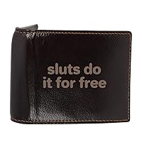 sluts do it for free - Genuine Engraved Soft Cowhide Bifold Leather Wallet