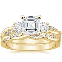 10K 14K 18K Gold Vintage Art Deco Moissanite Engagement Rings for Women 4-Prong Antique Filigree Moissanite Wedding Promise Rins for Her