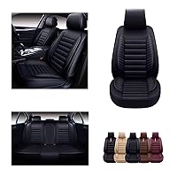 OASIS AUTO Car Seat Covers Premium Waterproof Faux Leather Cushion Universal Accessories Fit SUV Truck Sedan Automotive Vehicle Auto Interior Protector Full Set (OS-001 Black)