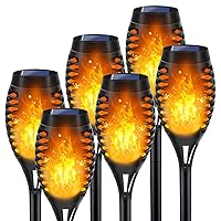 Outdoor Solar Lights, 6Pack Solar Torch Lights with Flickering Flame, Solar Garden Lights Waterproof, Solar Powered Outdoor Lights for Yard, Solar Tiki Torches for Outside-Pathway Garden Decor