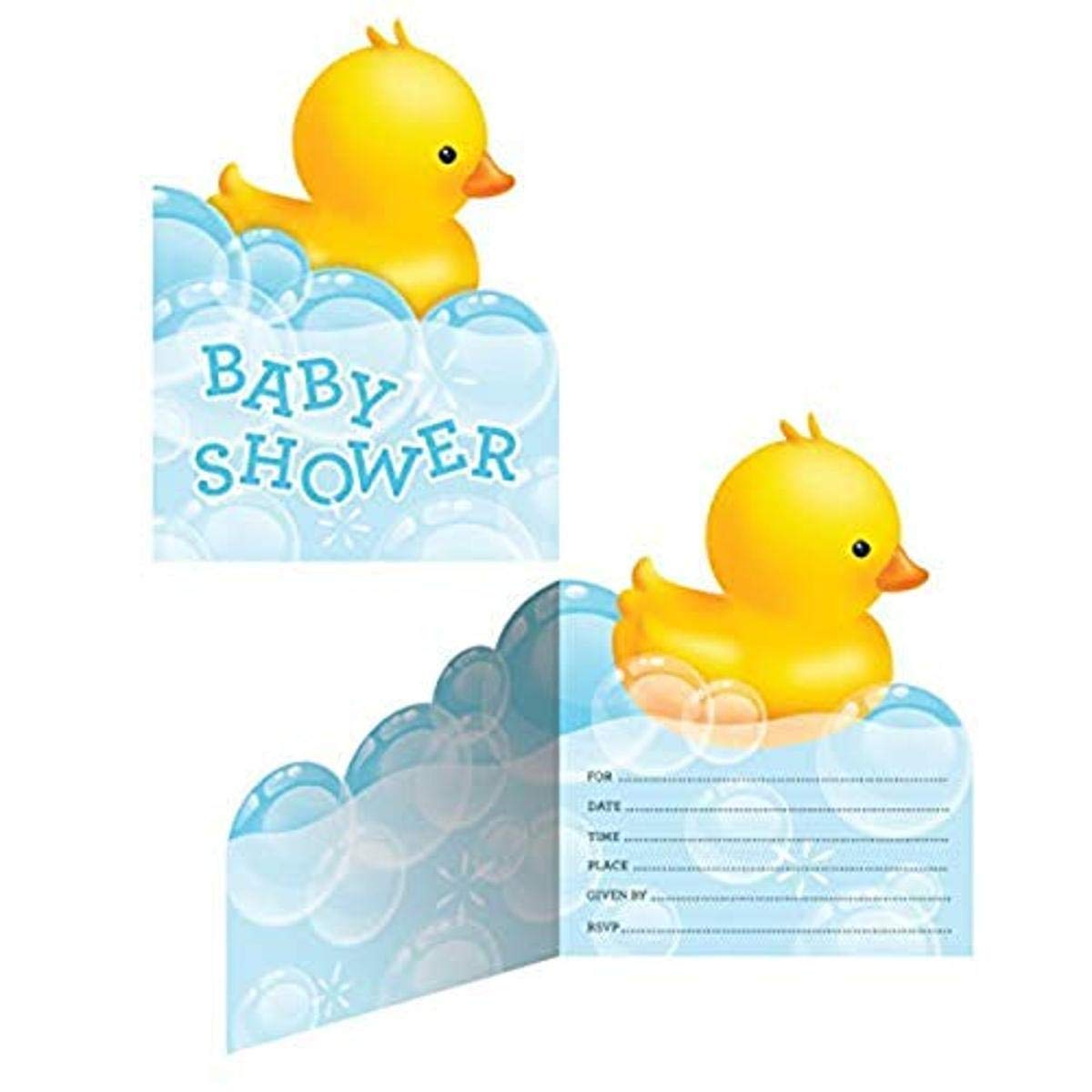 Creative Converting 897058 Rubber Ducky Baby Shower Invitations, Any, Multicolor