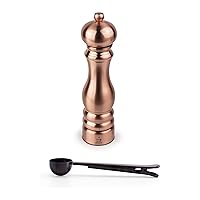 Peugeot Paris Chef u'Select Stainless Steel 22cm 9 inch Pepper Mill, Copper - With Stainless Steel Spice Scoop/Bag Clip