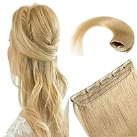 Hairro Clip in Hair Extensions 100% Human Hair 8 Inch Short Straight Thin Clip on Human Hairpieces Standard Weft One Piece 5 Clips 40g for Women #613 Bleach Blonde