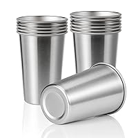 12 Pack 16oz Stainless Steel Pint Cup,Healthy Unbreakable and Stackable,Metal Drinking Glasses