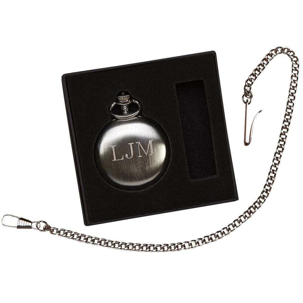 Creative Gifts International Stainless Steel Pocket Watch and Chain, 12-Inch Chain, Gift Box Included