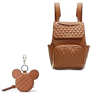miss fong Diaper Bag Backpack, Leather Diaper Bag with Changing Pad,Organizing Pouches and Insulated Pockets with Pacifier Holder Case