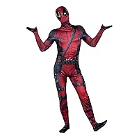Deadpool Official Adult Deluxe Zentai Costume - Deluxe Two-Way Stretch Spandex with Invisible Zippers and Wrist Openings for Added Convenience - Medium