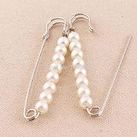 Pincushions - 10pcs/lot Silver Color Pearl Safety pins Beautiful Fashion Design Brooch Decoration pins for Clothes Garment Earring