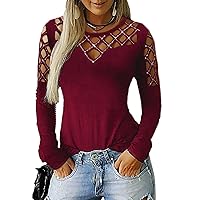 SNKSDGM Womens Cold Shoulder Tops Fashion Y2K Punk Rhinestones Print Long Sleeve Cut Out Strappy T Shirt Loose V Neck Blosues