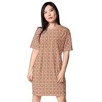 Floral Pattern All-Over Print T-Shirt Dress