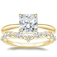 Moissanite Rings for Women 4 CT Square Radiant Cut Wedding Ring Engagement Rings Yellow Gold 925